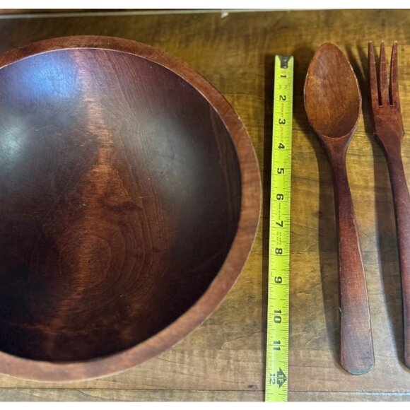 Vintage Baribocraft Canada maple wood salad bowl set - Picture 5 of 6